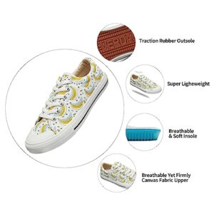 VERDASCO Womens Fashion Sneakers Non-Slip Running Shoes Comfort Walking Shoes Ladies Tennis Shoes White with Banana Painted 9.5