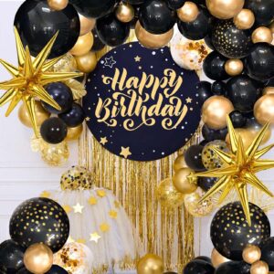 Cadeya 75 Pcs Black Gold Confetti Balloons, Huge Gold Explosion Star Aluminum Foil Balloons for Birthday, Graduation, Wedding, Baby Shower, Black and Gold Party Decorations Supplies