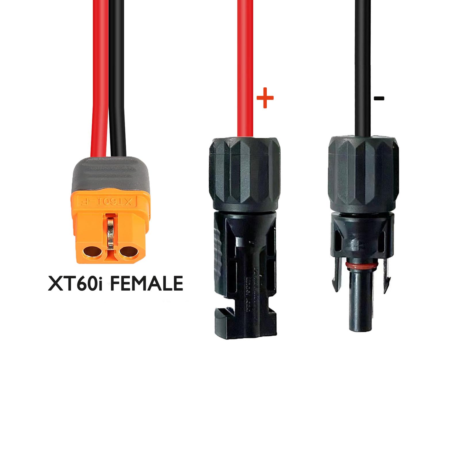 10 AWG 1 Foot XT60i Female to Solar Connector Cable, Solar Panel XT60i Extension Cable Connector Solar Cable