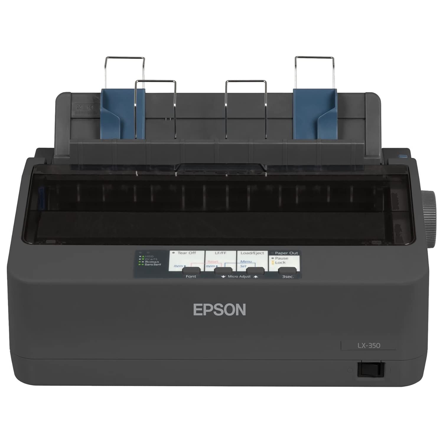 Epson C11CC24001 LX-350 Impact Dot Matrix Wired IPrinter, Black, Monochrome - Parallel, Serial and USB interfaces - Narrow Carriage9 Pins, 80 Column