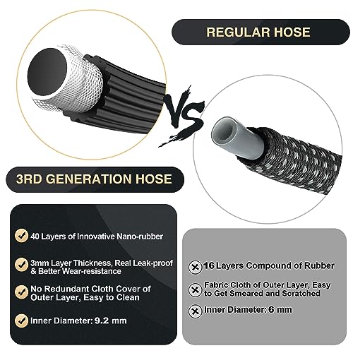 Expandable Garden Hose 100ft - New Patented Water Hose with 40 Layers of Innovative Nano Rubber - Real Leak-Proof Water Hose - 10-Function Spray Nozzle - Lightweight, Tough, Flexible (Dark Black)