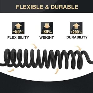 Expandable Garden Hose 100ft - New Patented Water Hose with 40 Layers of Innovative Nano Rubber - Real Leak-Proof Water Hose - 10-Function Spray Nozzle - Lightweight, Tough, Flexible (Dark Black)