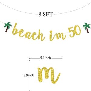 Beach I’m 50 Banner, Happy 50th Birthday Banner, Cheers to 50 Years Banner Decor, Straight Outta 1973 Banner, Fiftylicious Sign Party Decoration Supplies Gold Glitter