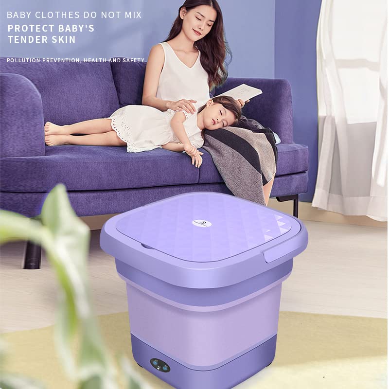 Portable Washing Machine, Mini Foldable Washer and Spin Dryer Small Foldable Bucket Washer, Suitable for Apartment, Laundry, Camping, RV, Travel (110V-260V)