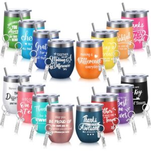 thank you gifts coworker leaving farewell appreciation gifts with 12 oz thank you for being awesome wine tumbler and difference keychains gifts for father colleague teacher friends (trendy, 32 pcs)