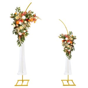 zpigtoor metal wedding arch stand,set of 2 gold curved top arch backdrop stand wedding arches for ceremony birthday anniversary baby shower floral stand background decoration (gold,7.8ft & 6.7ft)