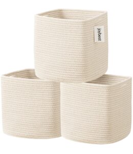 joybest cotton rope baskets, woven baskets for organizing, cube storage bins for shelf, decorative kids toy organizor baskets for living room baby room 11x11x11 inches 3 pack
