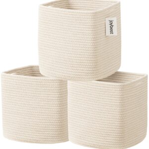 joybest Cotton Rope Baskets, Woven Baskets for Organizing, Cube Storage Bins for Shelf, Decorative Kids Toy Organizor Baskets for Living Room Baby Room 11x11x11 Inches 3 Pack