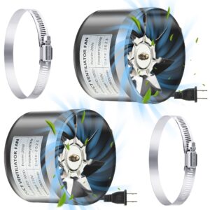 Dreyoo 2 Pack 4 Inch Inline Duct Fans with Duct Clamps, 110 CFM Ventilation Exhaust Fans HVAC Vent Blowers for Grow Tent, Mini Greenhouse, Basement, Hydroponic, Bathroom, Low Noise, Black