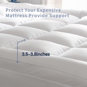 DREAMHOUR King Size Mattress Pad Thick Breathable Mattress Topper Soft Quilted Fitted Mattress Cover with Deep Pocket Fits 8-18 Inch (78x80 Inches,White)