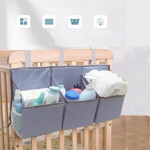 ruyahort hanging diaper caddy organizer sturdy and durable baby organizer –diaper stacker for changing table, crib, playard or wall-grey
