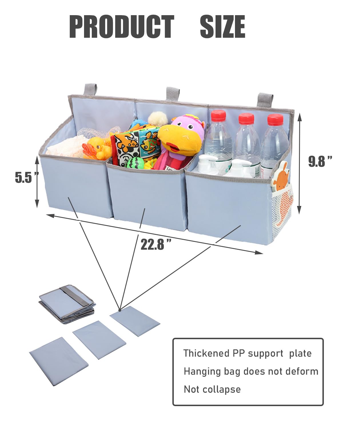 Ruyahort Hanging Diaper Caddy Organizer Sturdy and Durable Baby Organizer –Diaper Stacker for Changing Table, Crib, Playard or Wall-GREY