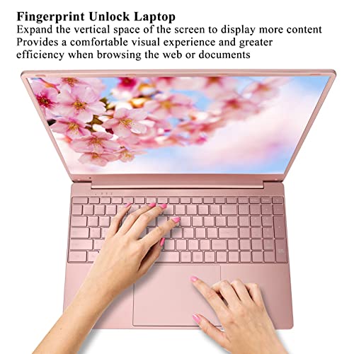 Acogedor 15.6in Ultra Slim Laptop Pink,Windows11,IPS 1920x1080 HD Screen,16GB RAM 256GB SSD,for Intel N5095,Backlit Keyboard, Fingerprint Unlock, Thin Portable Laptop Computer