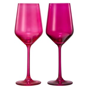 Hot Pink Wine Glasses | Set of 2 | Magenta & Blush Pink Classic Crystal Glassware, Unique Barware Glasses For Red and White, Cocktails, Champagne, Wine - Unique Gift For Wine Lovers (12 OZ)