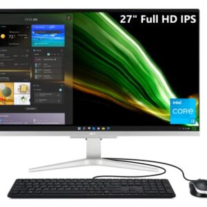 Acer Aspire C27-1655-URi3 AIO Desktop | 27" Full HD IPS Display | 11th Gen Intel Core i3-1115G4 | Intel UHD Graphics | 8GB DDR4 | 512GB NVMe M.2 SSD | Intel Wireless Wi-Fi 6 | Windows 11 Home,Black