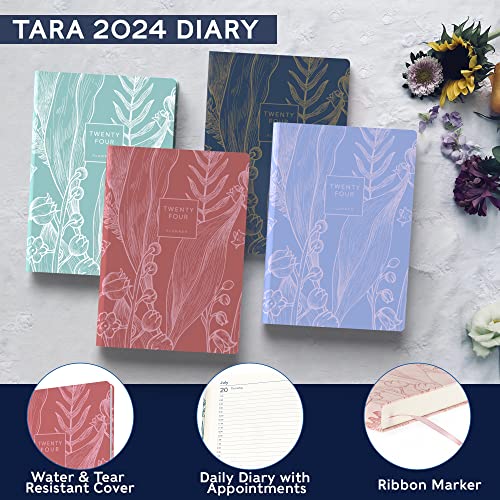 Collins Tara 2024 Diary A5 Day to Page Journal (with Appointments) - Lifestyle Planner and Organiser for Office, Work, Personal and Home - January to December 2024 Diary - Daily - Red - TA151.15-24