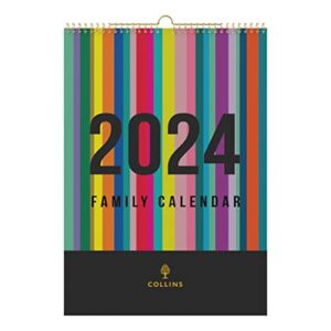 collins edge rainbow 2024 family wall calendar - lifestyle planner and organiser for office work personal and home - january to december 2024 diary - weekly - - edfc135-24 black
