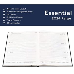 Collins Essential A4 Diary Week to View Planner 2024 - Eco Friendly, Recycled Paper, Fully Recyclable - Complete Planner 2024 Daily Weekly and Monthly - A4 Size (Black)