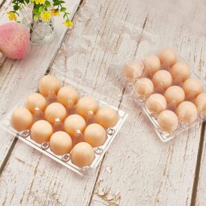 40 Pack Plastic Egg Cartons Cheap Bulk One Dozen Clear Empty Egg Cartons for Chicken Eggs, Reusable Egg Carton for Home Ranch Chicken Farm, Commercial Business Market Display, 2x6 Grids, Medium