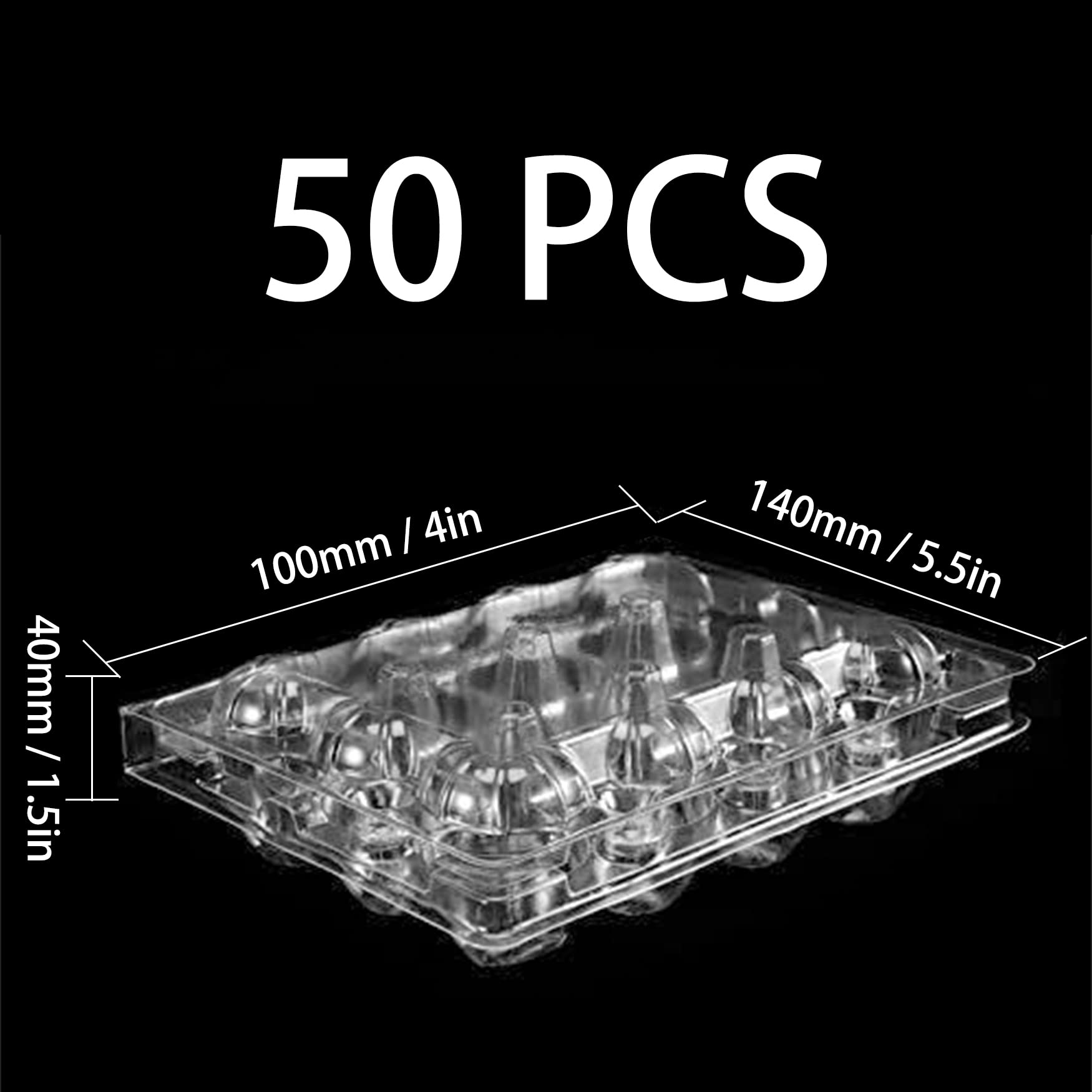 40 Pack Plastic Egg Cartons Cheap Bulk One Dozen Clear Empty Egg Cartons for Chicken Eggs, Reusable Egg Carton for Home Ranch Chicken Farm, Commercial Business Market Display, 2x6 Grids, Medium