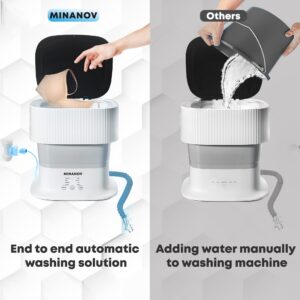MINANOV Mini Portable Washing Machine - Automatic Foldable Washing machine with Blue Light- For Underwear, Socks, Baby Clothes, Towels - Collapsible Washing Machine for Travel,Camping, Dorm, RV