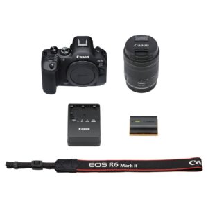 Canon EOS R6 Mark II Mirrorless Digital Camera with RF 24-105mm f/4-7.1 STM Lens + 75-300mm F/4-5.6 III Lens + 128GB Memory + Case + Tripod + Filters (41pc Bundle)