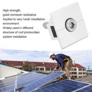 FOLOSAFENAR Solar Panel Mid Clamps, Time Saving High Mechanical Strength 10Pcs Aluminum Solar Bracket Mid Clamp for Roof PV System