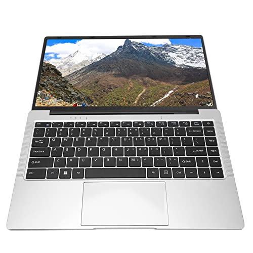 Acogedor 14in Slim Laptop, 1920x1080 HD Screen, 6G RAM, for Intel J4105 CPU, with Touchpad Keyboard, Webcam, HDMI, Bluetooth, Thin Portable Laptop Computer (Silver)