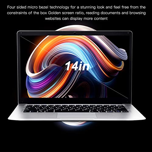 Acogedor 14in Slim Laptop, 1920x1080 HD Screen, 6G RAM, for Intel J4105 CPU, with Touchpad Keyboard, Webcam, HDMI, Bluetooth, Thin Portable Laptop Computer (Silver)