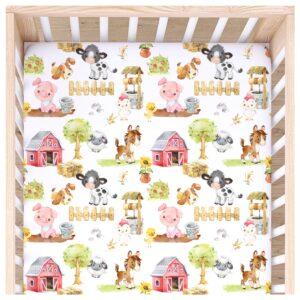 honey lemonade - buttery soft rayon baby crib sheets girl and boy - infant shower gift - standard crib sheets - fitted & breathable crib mattress sheet - toddler sheet (farm animals)