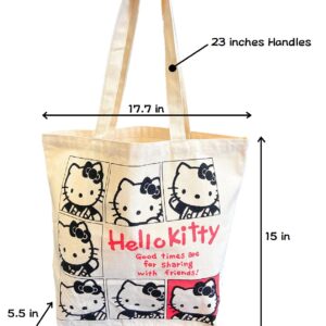 Friend Sanrio Hello Kitty Cute Tote Bag, Shopping Bag, Gym Bag, Kitchen Reusable Grocery Bag, Japan Quality and Japan Technology surpervised by EITAI Japan, 15 in(H) x 11.8 in(L) x 5.5 in(W)