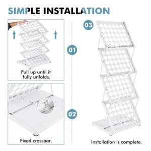 Meticuloso Foldable Magazine Rack Literature Rack Brochure Display Stand for Office Trade Show Exhibitions Retail Store（Whiite）