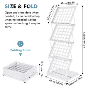 Meticuloso Foldable Magazine Rack Literature Rack Brochure Display Stand for Office Trade Show Exhibitions Retail Store（Whiite）