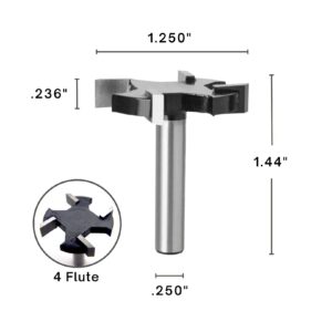 ROUTYBITS - 1-1/4 Diameter - Spoilboard Surfacing Router Bit - 1/4 in Dia Shank, 1/4 Inch Cut Length, Carbide Flattening CNC Router Bits