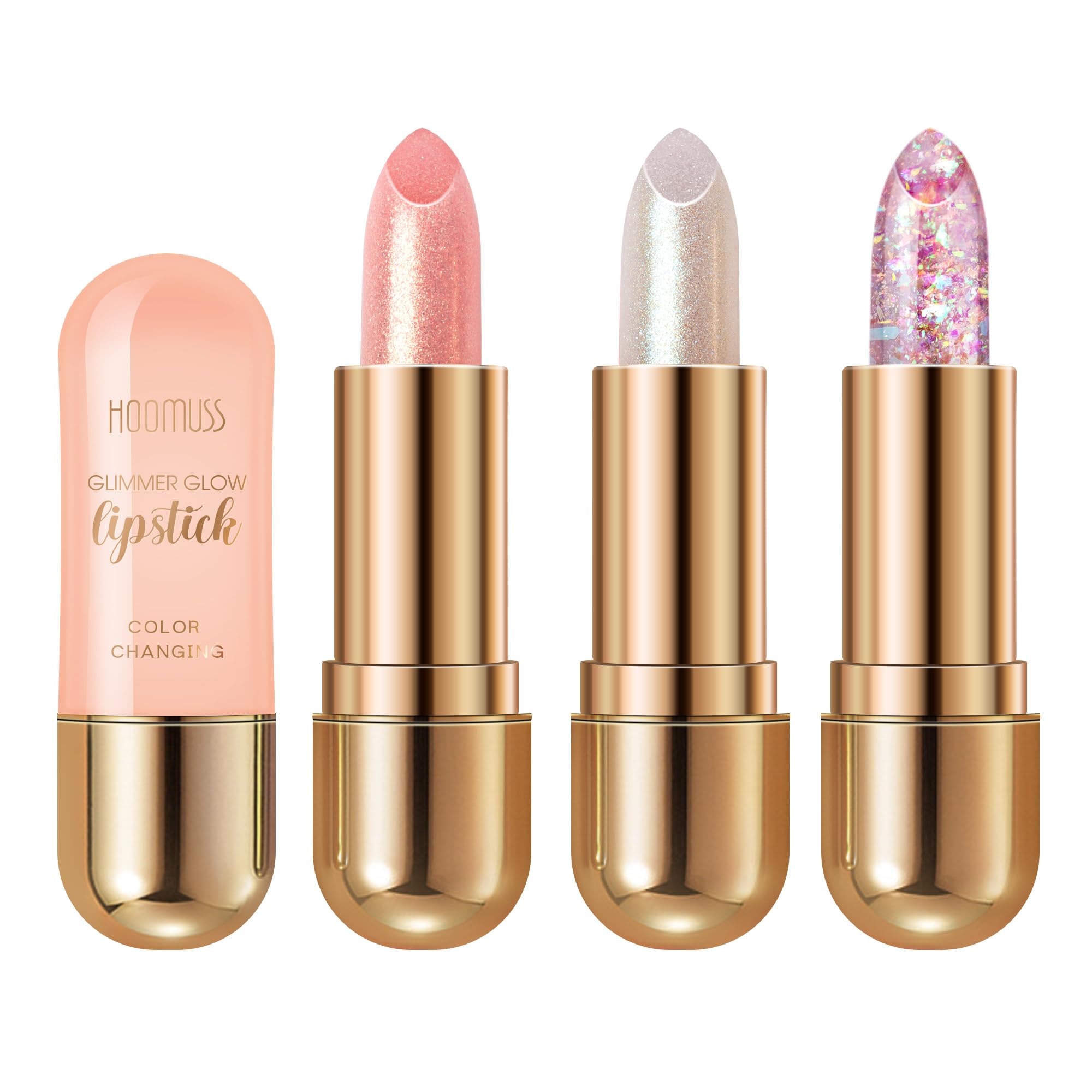 Glimmer Balm, Tinted Lip Balm Long Lasting PH Lipstick, Color Changing Lipstick Natural Chapstick, Glitter Pink Shade Lipstick (Unicorn)