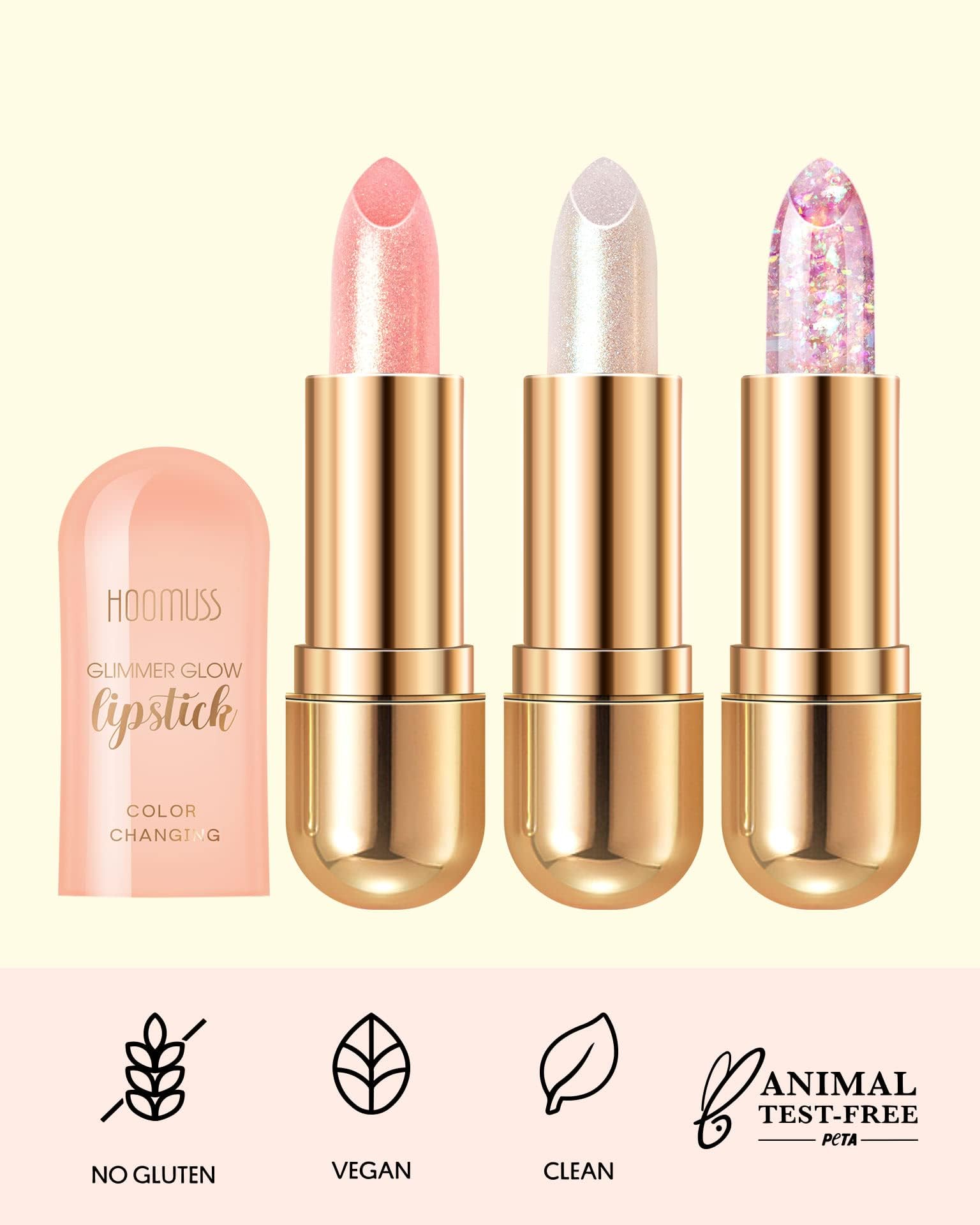 Glimmer Balm, Tinted Lip Balm Long Lasting PH Lipstick, Color Changing Lipstick Natural Chapstick, Glitter Pink Shade Lipstick (Unicorn)