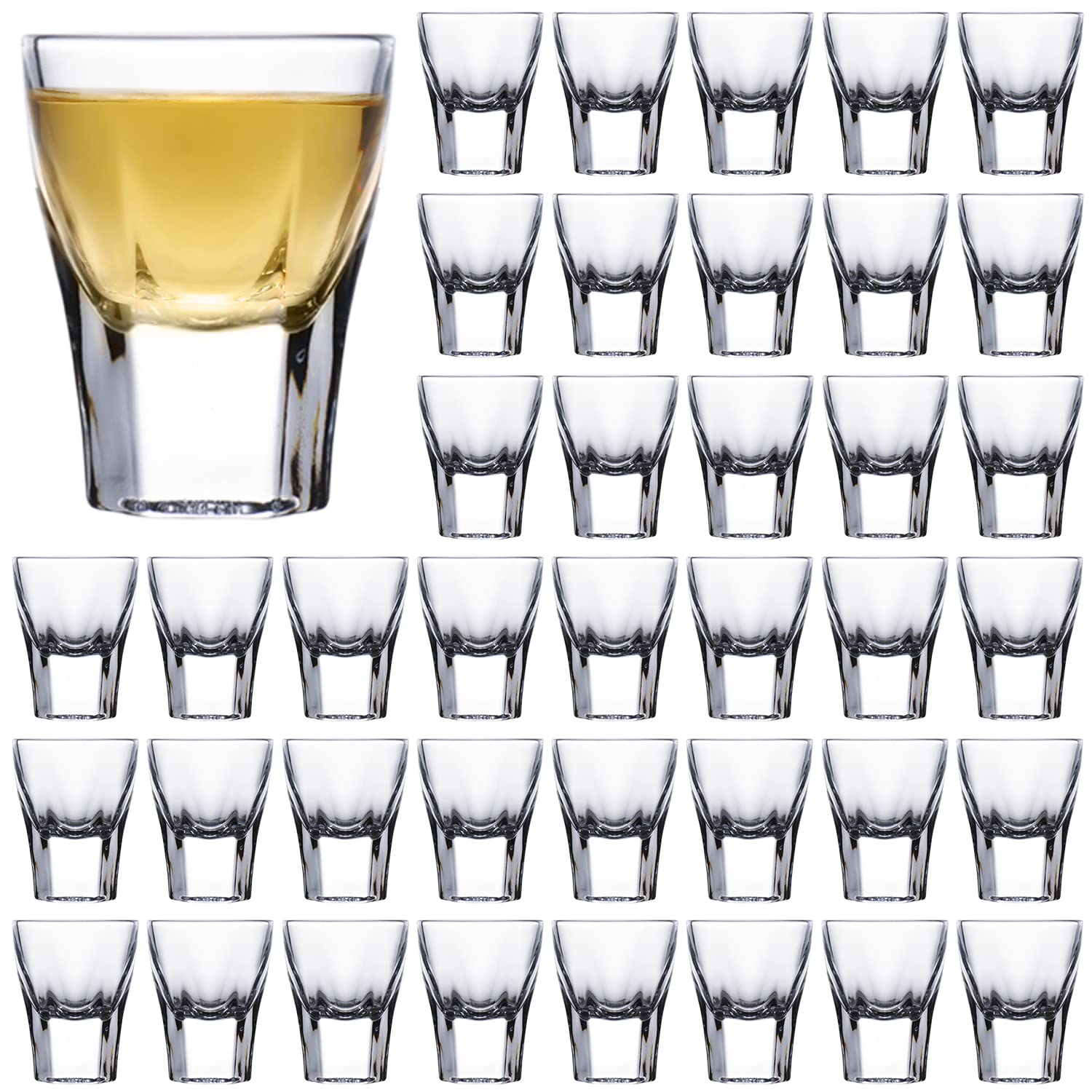 QAPPDA 1.5oz Shot Glasses,50ml Heavy Base Shot Glasses Bulk Set of 40,Clear Durable Shot Glass Cups Tequila Bar Shooter Glasses for Vodka,Liquor,Espresso