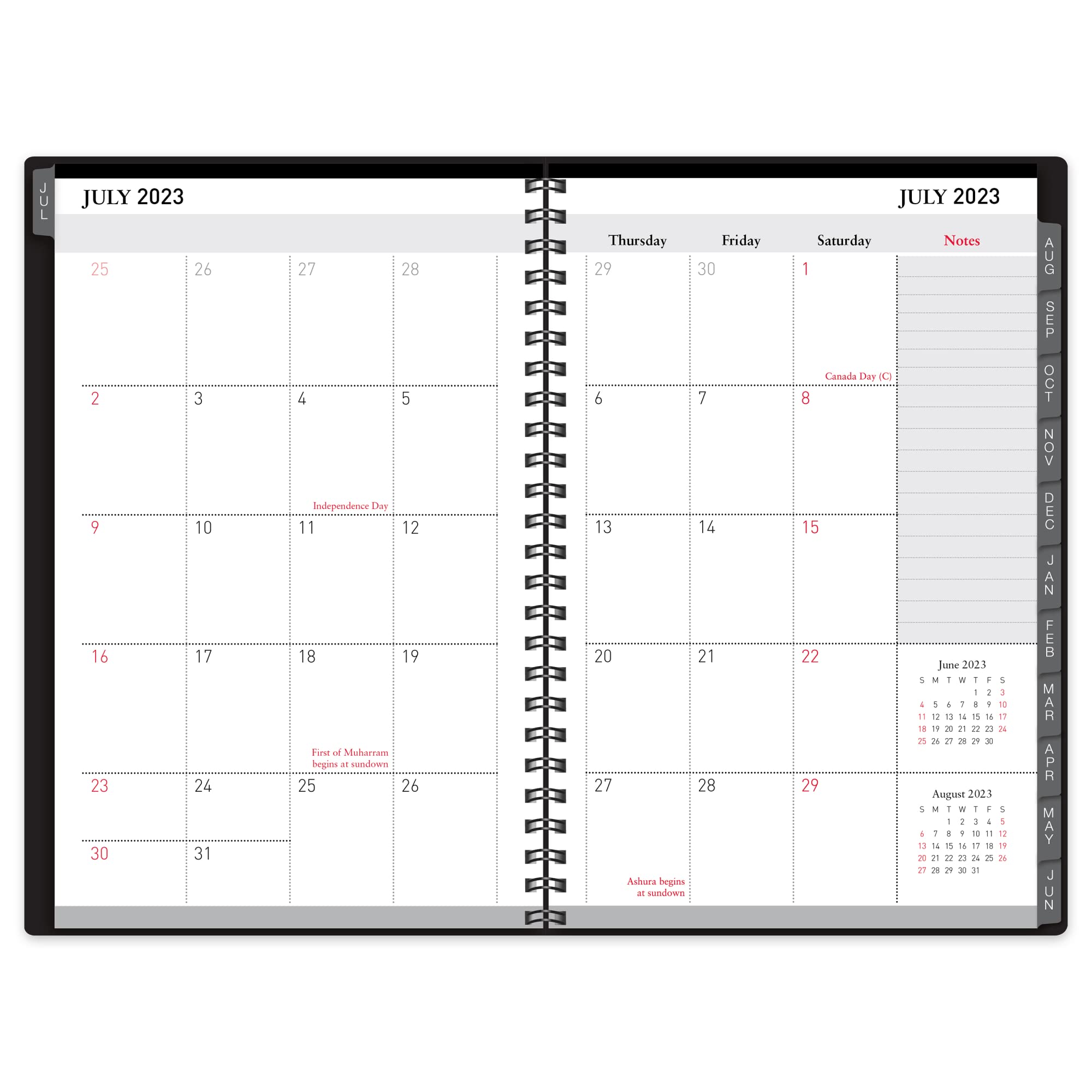 2023-2024 Office Depot® Brand 14-Month Weekly/Monthly Academic Planner, 5" x 8", 30% Recycled, Black, July 2023 to August 2024