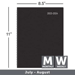 2023-2024 Office Depot® Brand 14-Month Weekly/Monthly Academic Planner, Horizontal Format, 8" x 11", 30% Recycled, Black, July 2023 to August 2024