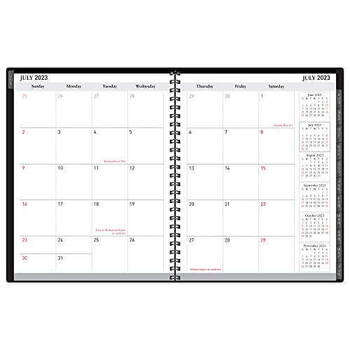 2023-2024 Office Depot® Brand 14-Month Weekly/Monthly Academic Planner, Horizontal Format, 8" x 11", 30% Recycled, Black, July 2023 to August 2024