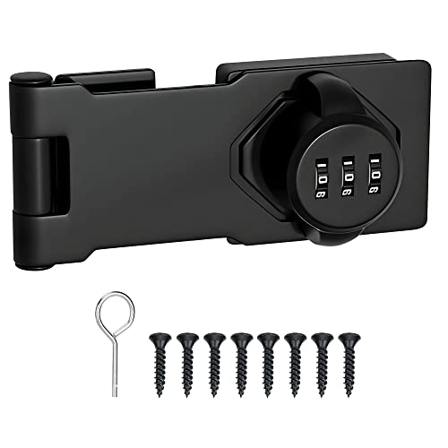 I-EASYDWW Cabinet Password Hasp Lock, Cabinet Keyless Lock with Screws, Cabinet Combination Lock for Small Door, Cabinets, Barn Door, Bathroom, Outdoor, Garage, Garden, Black