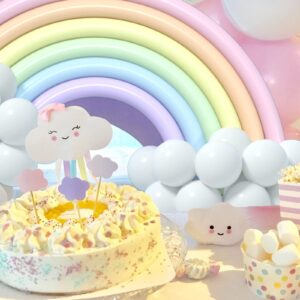 DIY 260 Pastel Rainbow Balloons Garland Kit - 24PCS Colorful Long Balloons + 80PCS White Balloons with Balloon Pump, Fish Wire for Pastel Theme Party Kids Birthday Animal Party Decorations