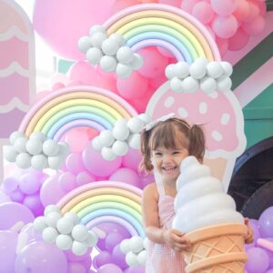 DIY 260 Pastel Rainbow Balloons Garland Kit - 24PCS Colorful Long Balloons + 80PCS White Balloons with Balloon Pump, Fish Wire for Pastel Theme Party Kids Birthday Animal Party Decorations