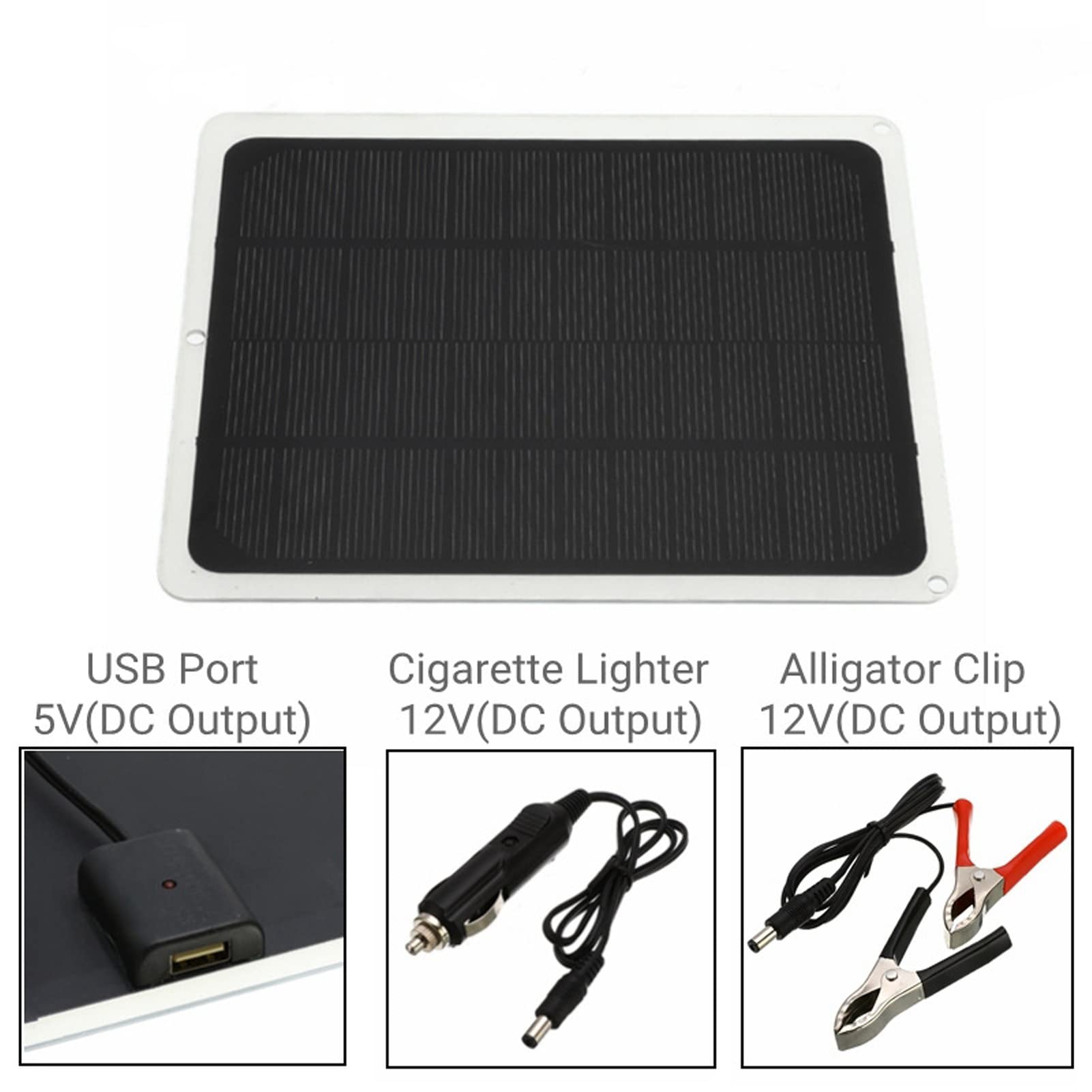 Waterproof Solar Panels with Clips for RV Battery Charging - 12V 10W Solar Panel Ideal for Car Charging