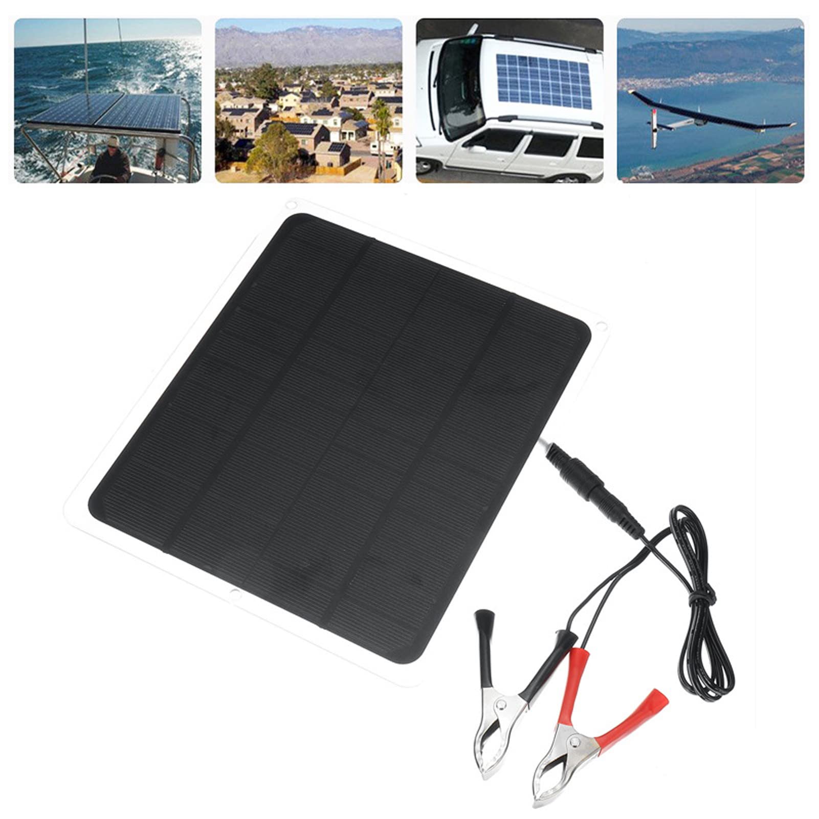 Waterproof Solar Panels with Clips for RV Battery Charging - 12V 10W Solar Panel Ideal for Car Charging