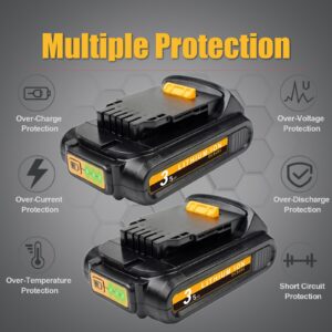 Upgraded 2Pack 3.5Ah 20V Battery Replacement for Dewalt Battery 20Volt Max Li-ion Battery Compatible with Dewalt 20V Battery DCB200 DCB203 DCB204 DCV580 DCB180 for Dewalt 20Volt Cordless Tools Battery