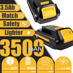 Upgraded 2Pack 3.5Ah 20V Battery Replacement for Dewalt Battery 20Volt Max Li-ion Battery Compatible with Dewalt 20V Battery DCB200 DCB203 DCB204 DCV580 DCB180 for Dewalt 20Volt Cordless Tools Battery