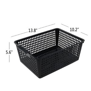 Joyeen 3 Packs Large Organizer Baskets Bins, Plastic Storage Basket (Black)