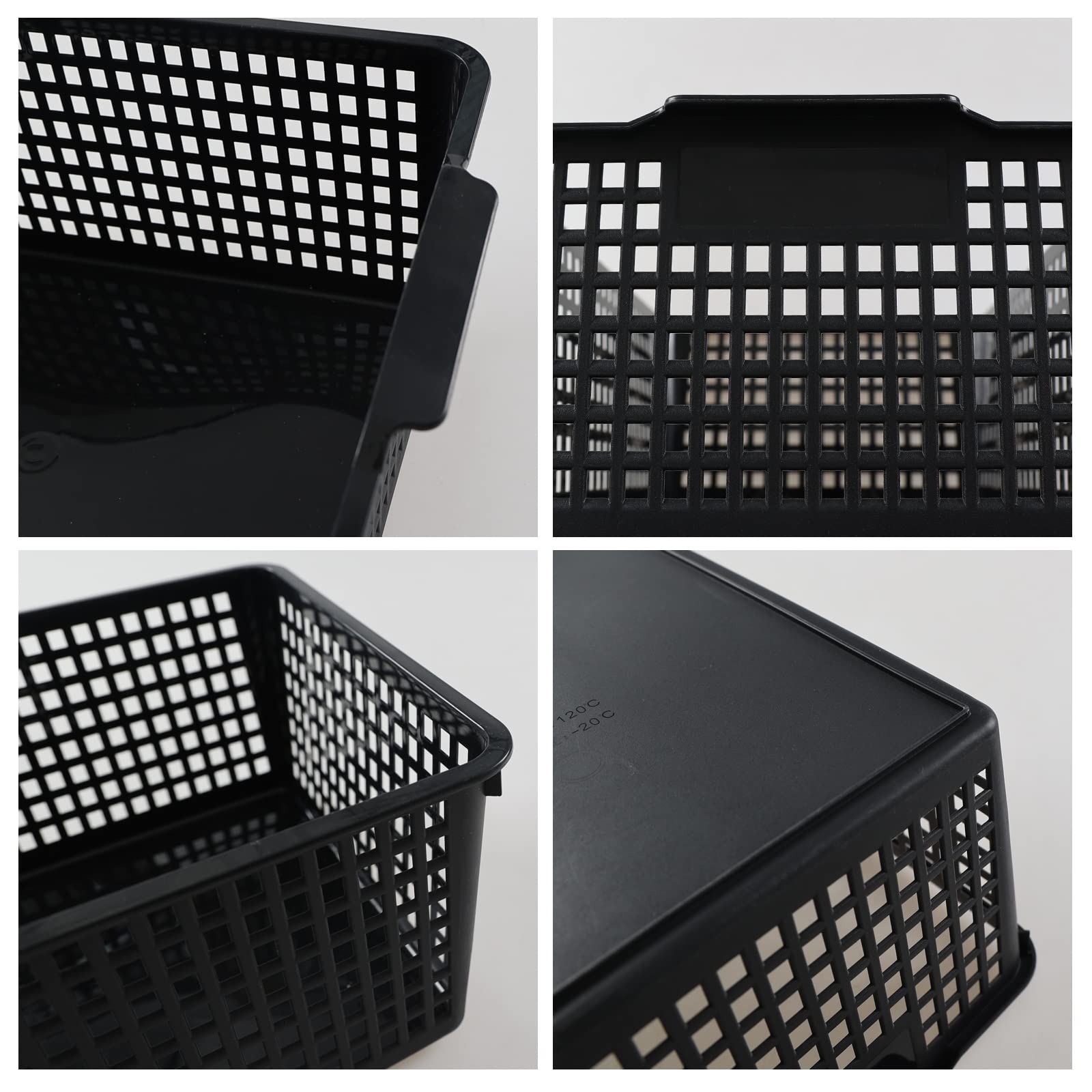 Joyeen 3 Packs Large Organizer Baskets Bins, Plastic Storage Basket (Black)