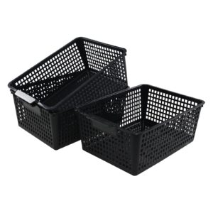 Joyeen 3 Packs Large Organizer Baskets Bins, Plastic Storage Basket (Black)